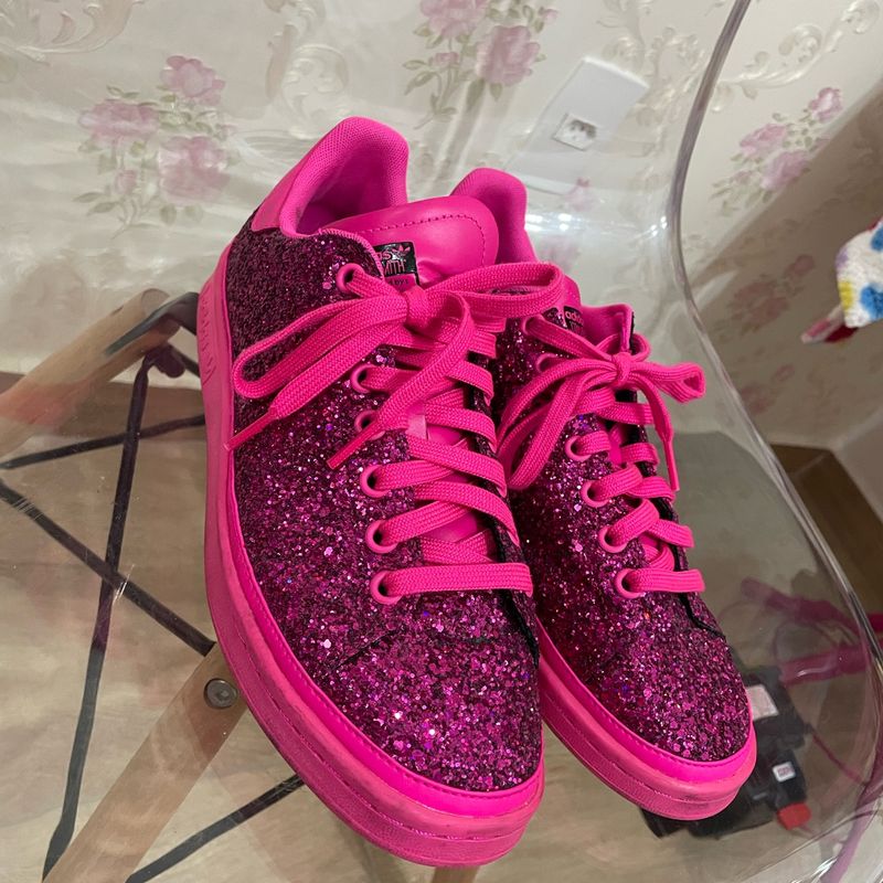 Adidas stan sale smith pink glitter