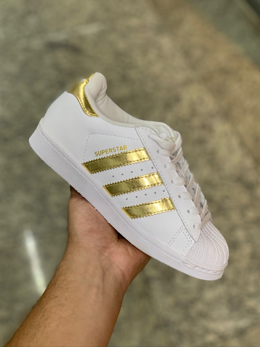 adidas superstar branco e dourado