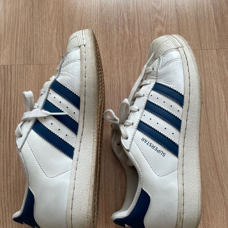 Adidas superstar best sale branco e azul