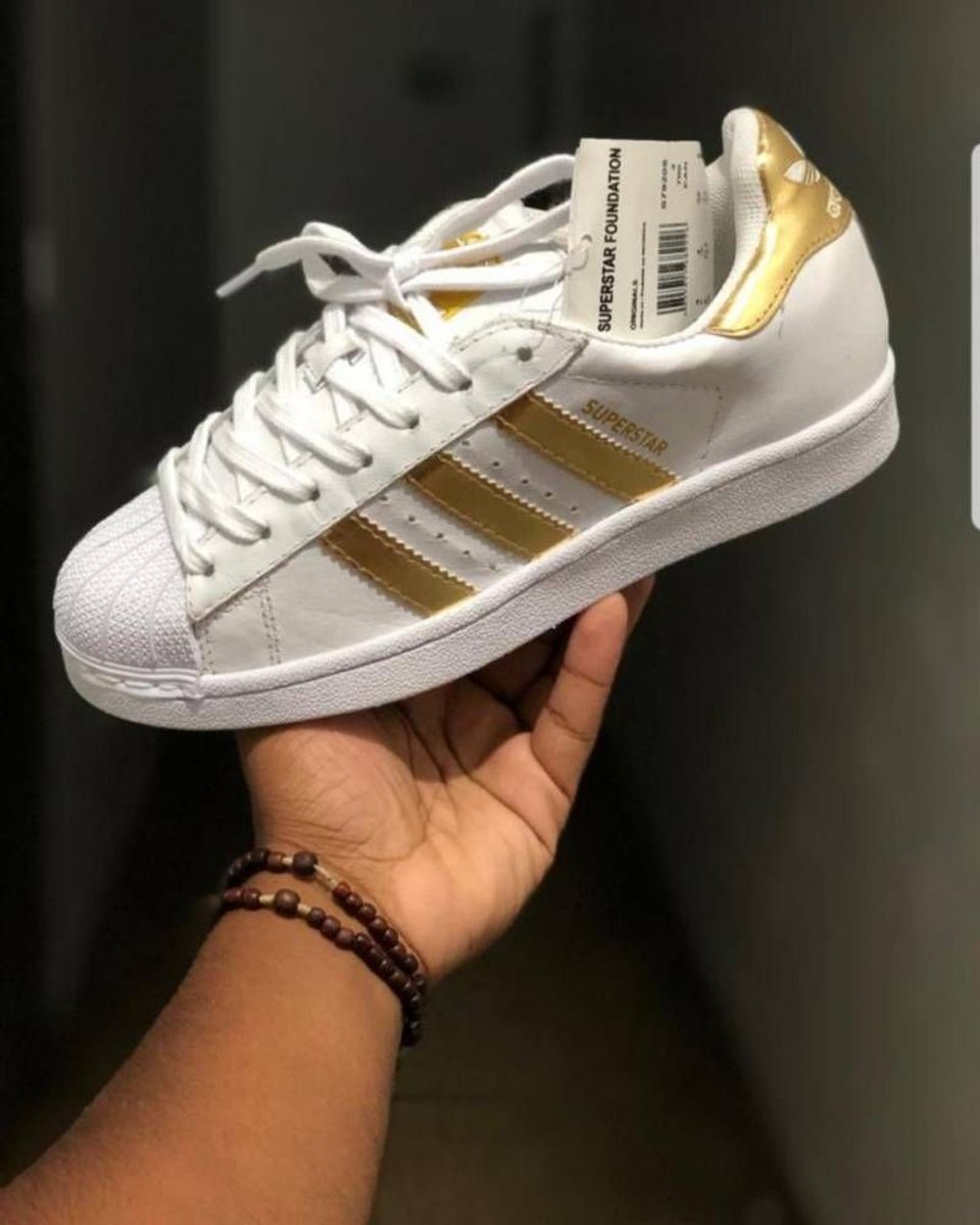 adidas superstar branco e dourado feminino