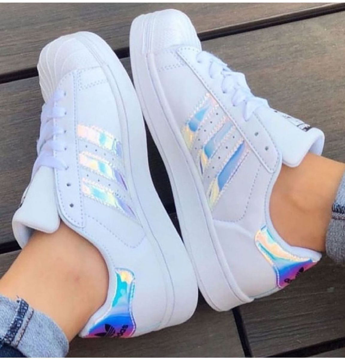 adidas superstar branco holografico