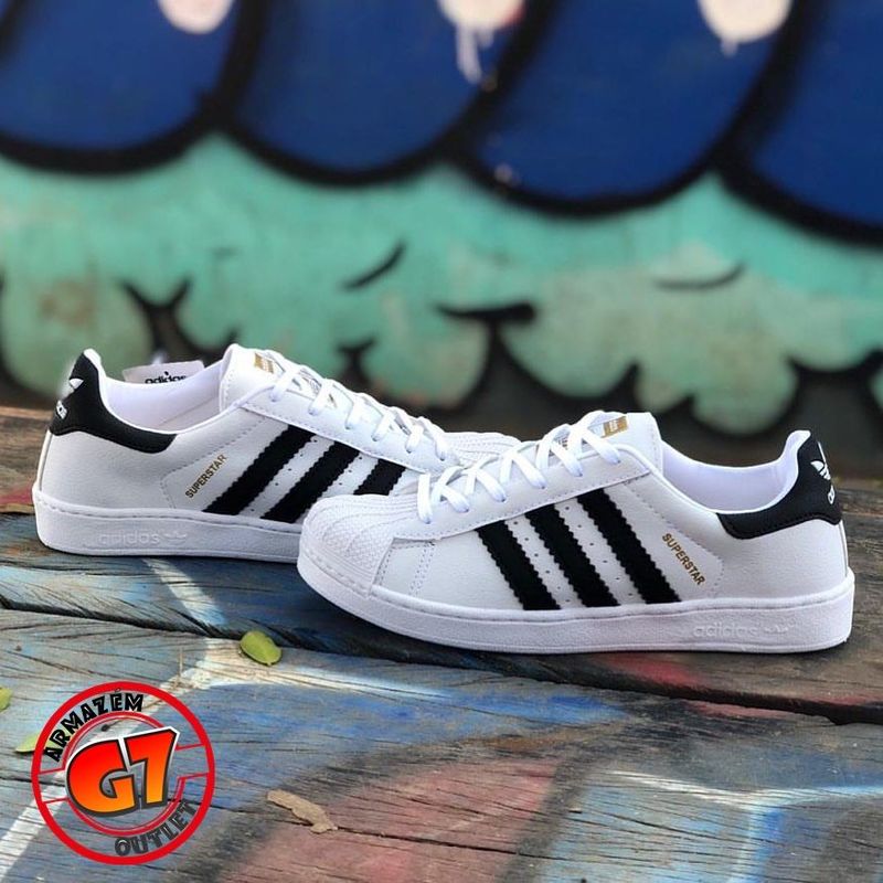 Tênis Adidas Super Star Branco e Preto Premium