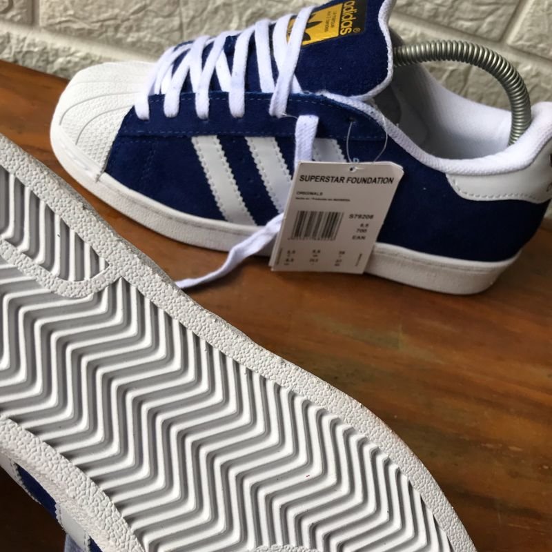 Tênis Adidas Superstar Branco Azul/ Camurça