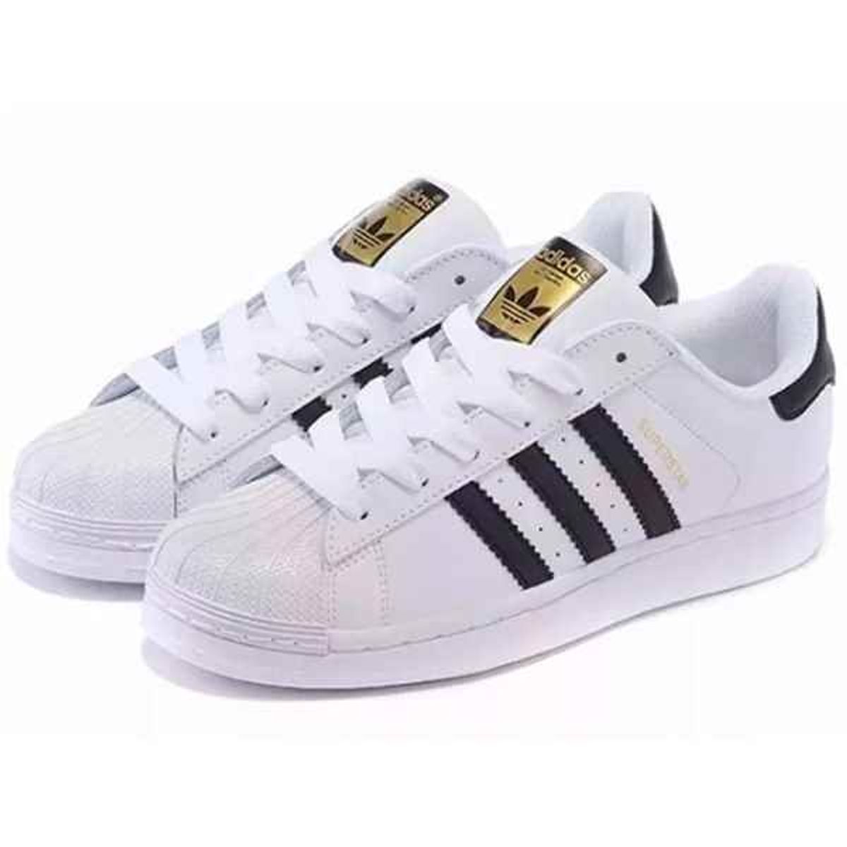 tenis adidas superstar feminino branco e preto