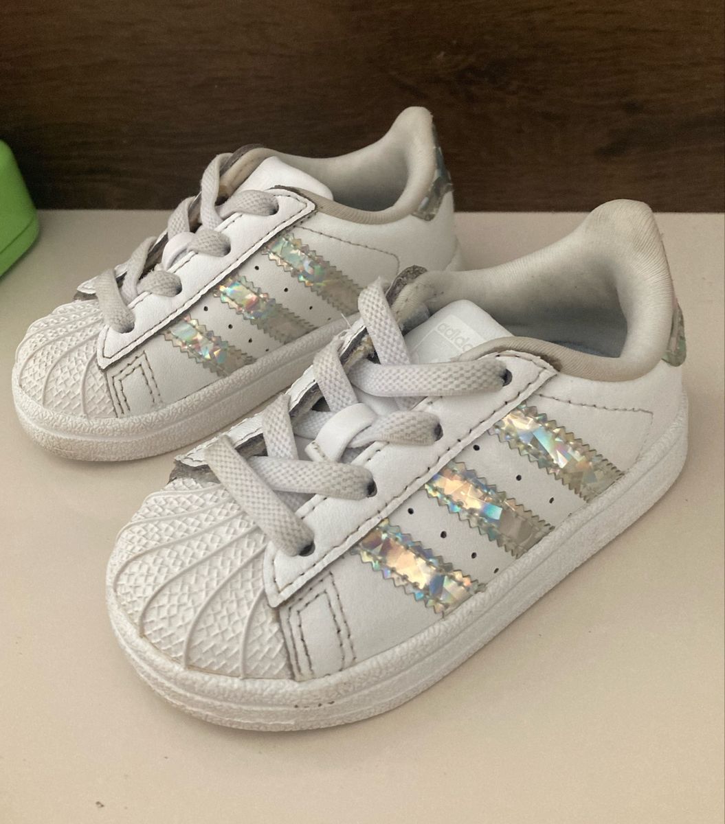 Tênis Adidas Superstar Holográfico Raro | Calçado Infantil para Bebê ...