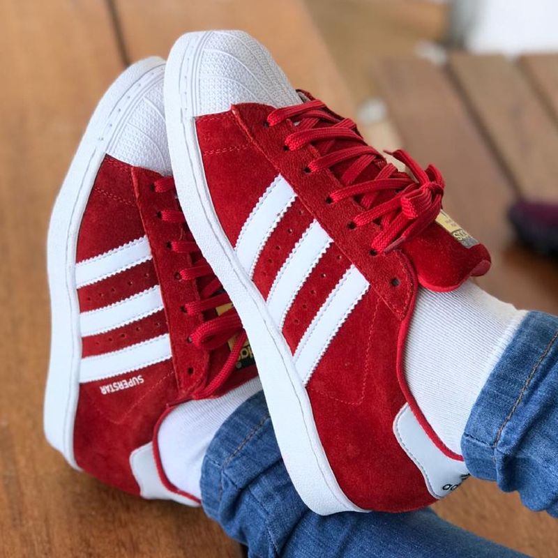 Adidas superstar hot sale vermelho camurça