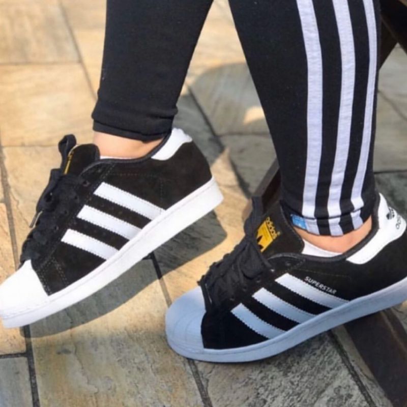 Adidas fashion superstar preto e branco masculino