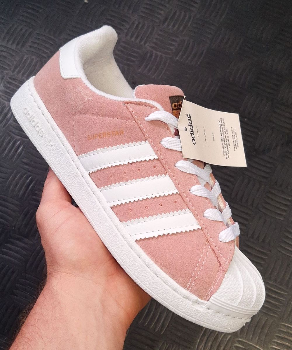tenis adidas camurça rosa