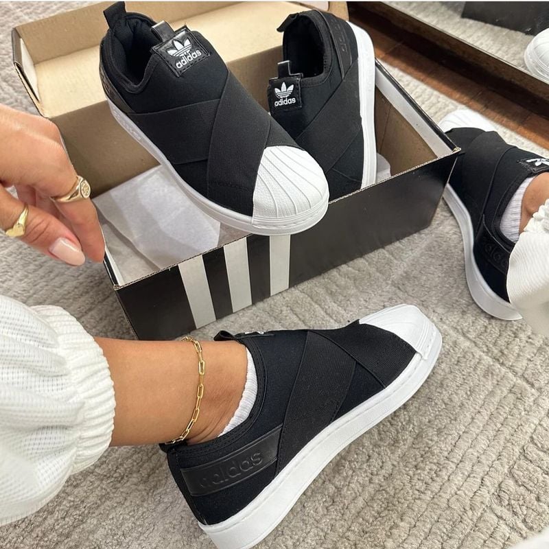 Tênis Casual Slip On Adidas Preto Feminino Tênis Adidas Superstar