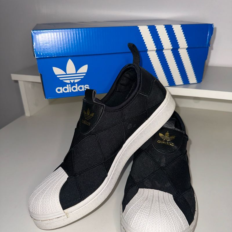 Tênis Adidas Superstar Slip On, Preto, Tamanho 38 Adidas Usado - Main Image