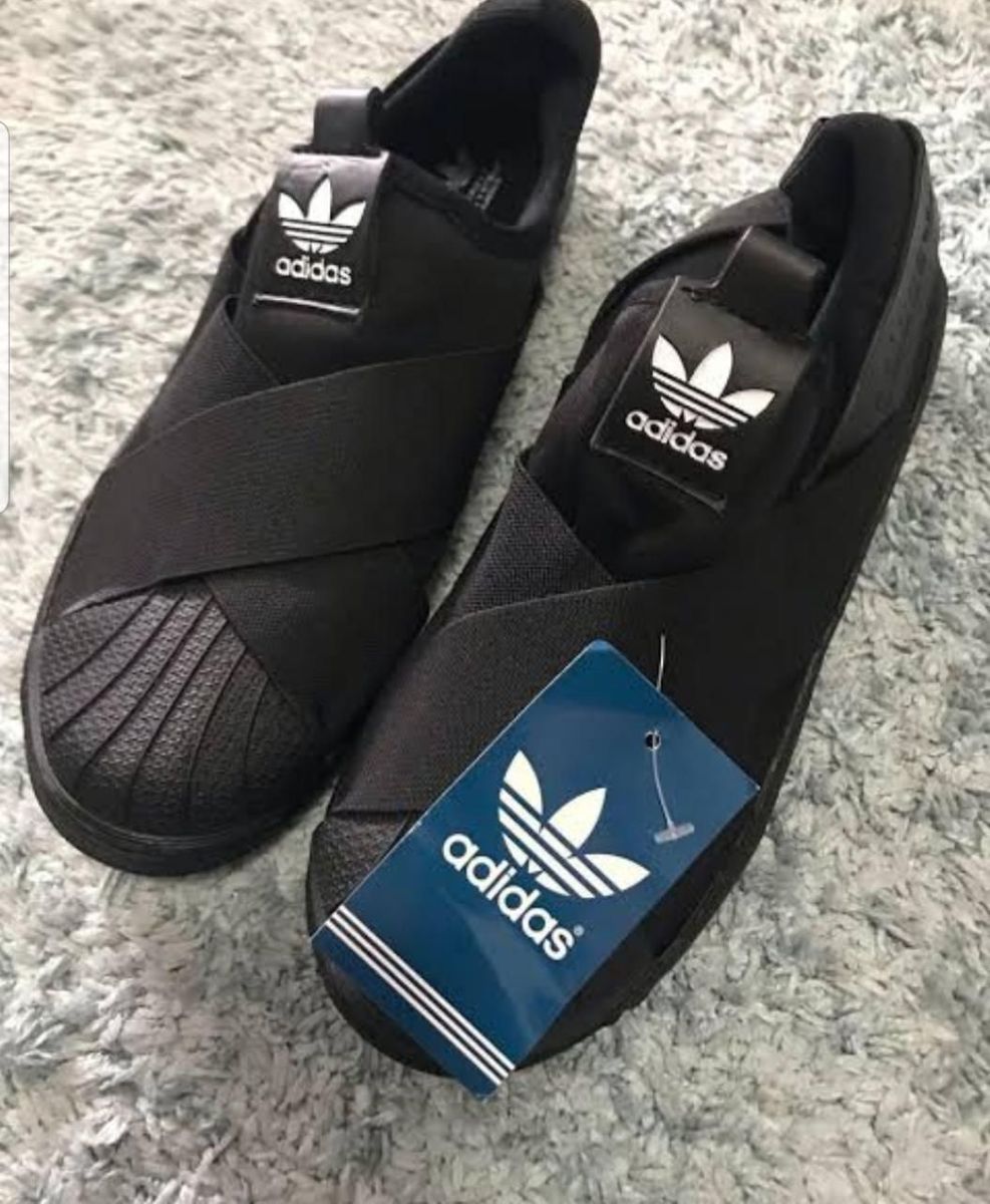 tênis adidas superstar slip on unissex elástico preto