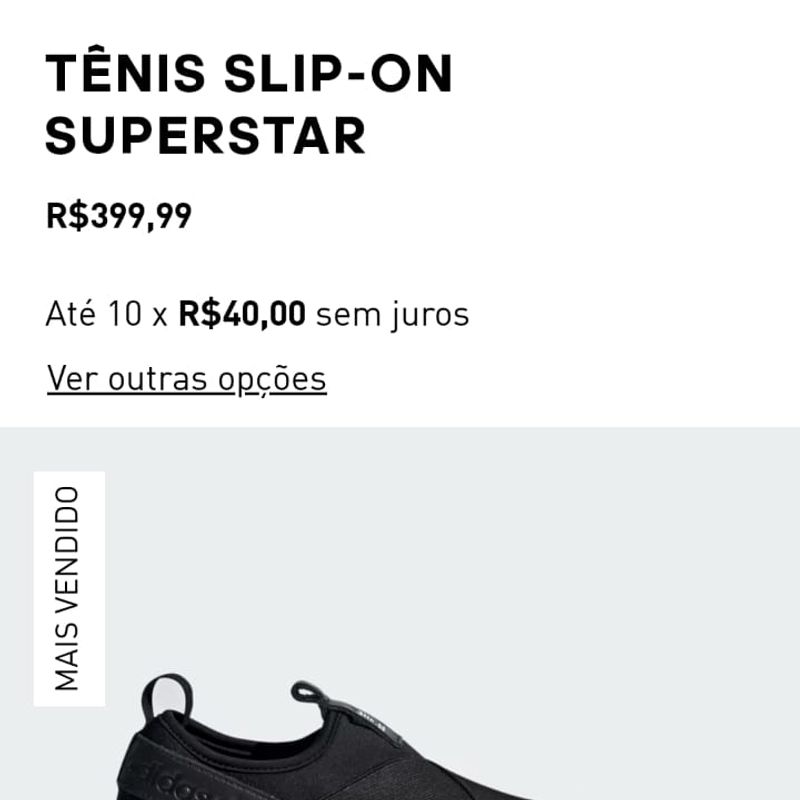 Tênis Adidas Superstar Slip On Unissex Tamanho 39 Original C