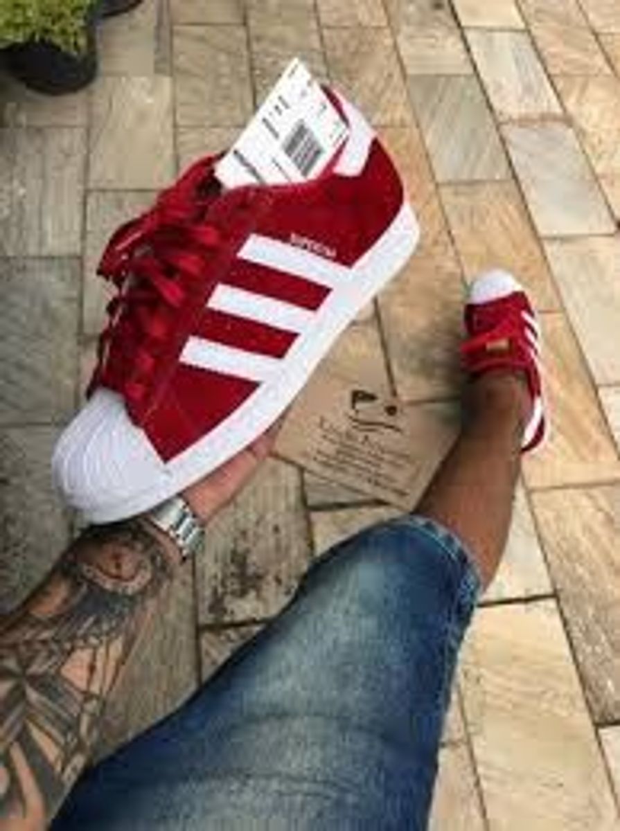 Adidas superstar hot sale vermelho camurça