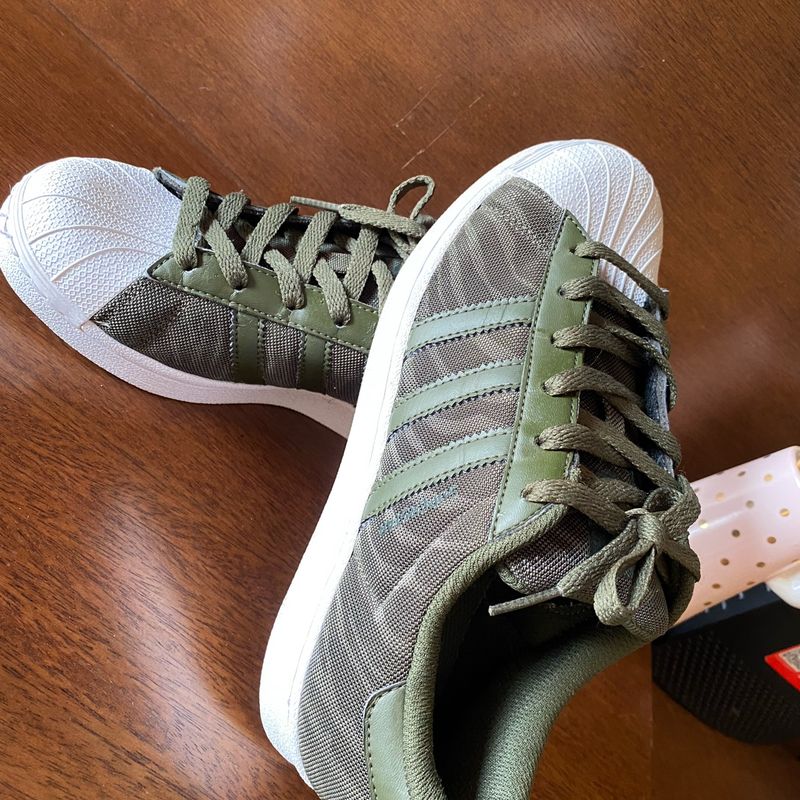 Tnis Adidas Superstar Verde Militar | Tnis Feminino Adidas Usado  110259989 | enjoei