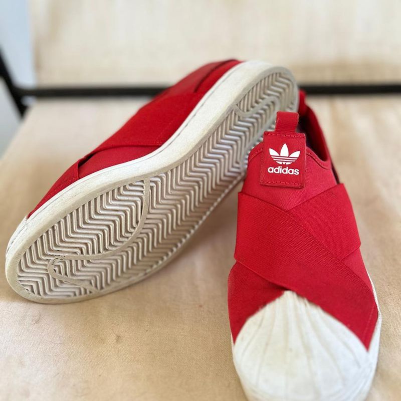 Tênis Adidas Vermelho Superstar Slip-On Adidas 37 Adidas Usado