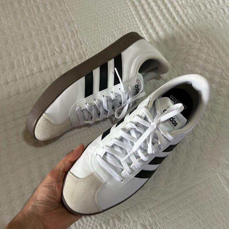 Tênis Adidas Vl Court Base - Branco e Bege - Original Parecido com