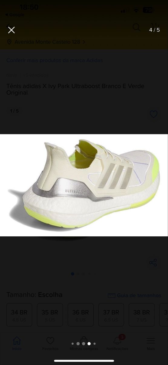 Tênis Adidas X Ivy Park Ultraboost Branco e Verde | Adidas X Ivy