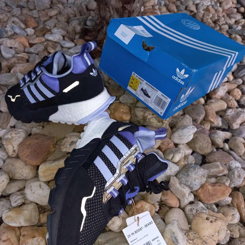 Tênis Adidas Zx 1k Boost Refletivo Preto Roxo Dswt Sneaker