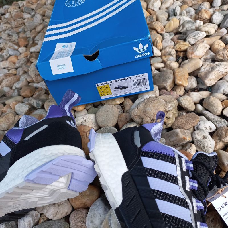 Tênis Adidas Zx 1k Boost Refletivo Preto Roxo Dswt Sneaker