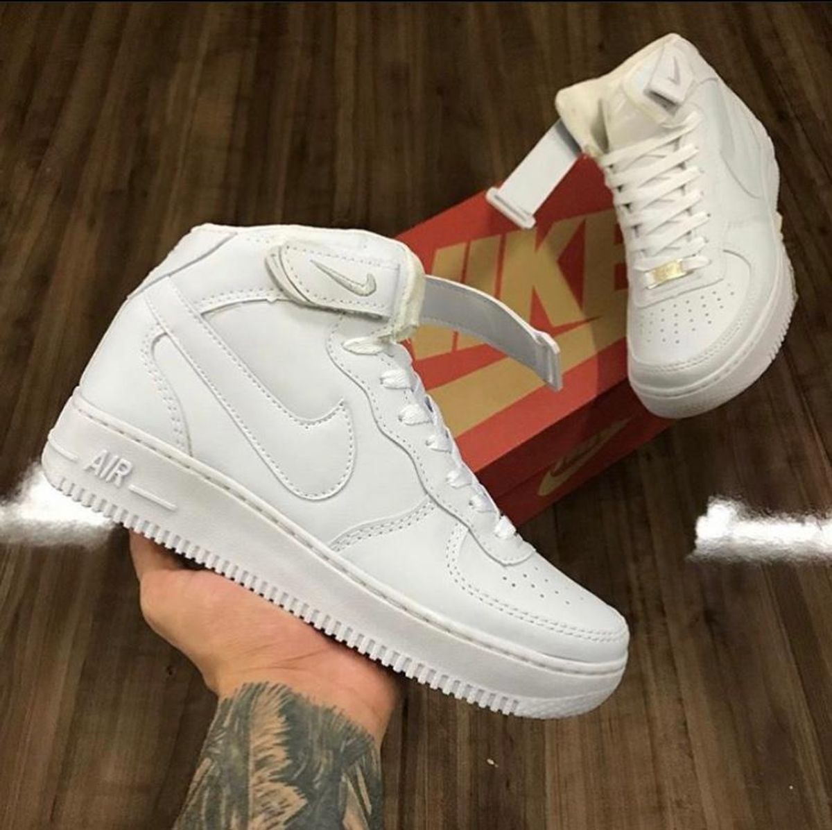 Nike air force branco cano store alto masculino