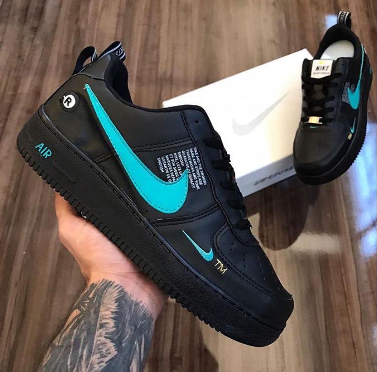 nike air force preto com verde