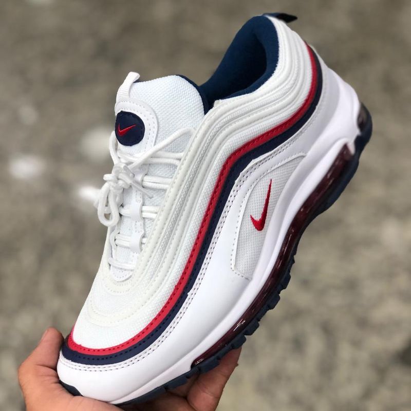 Air max 97 branco vermelho store e azul