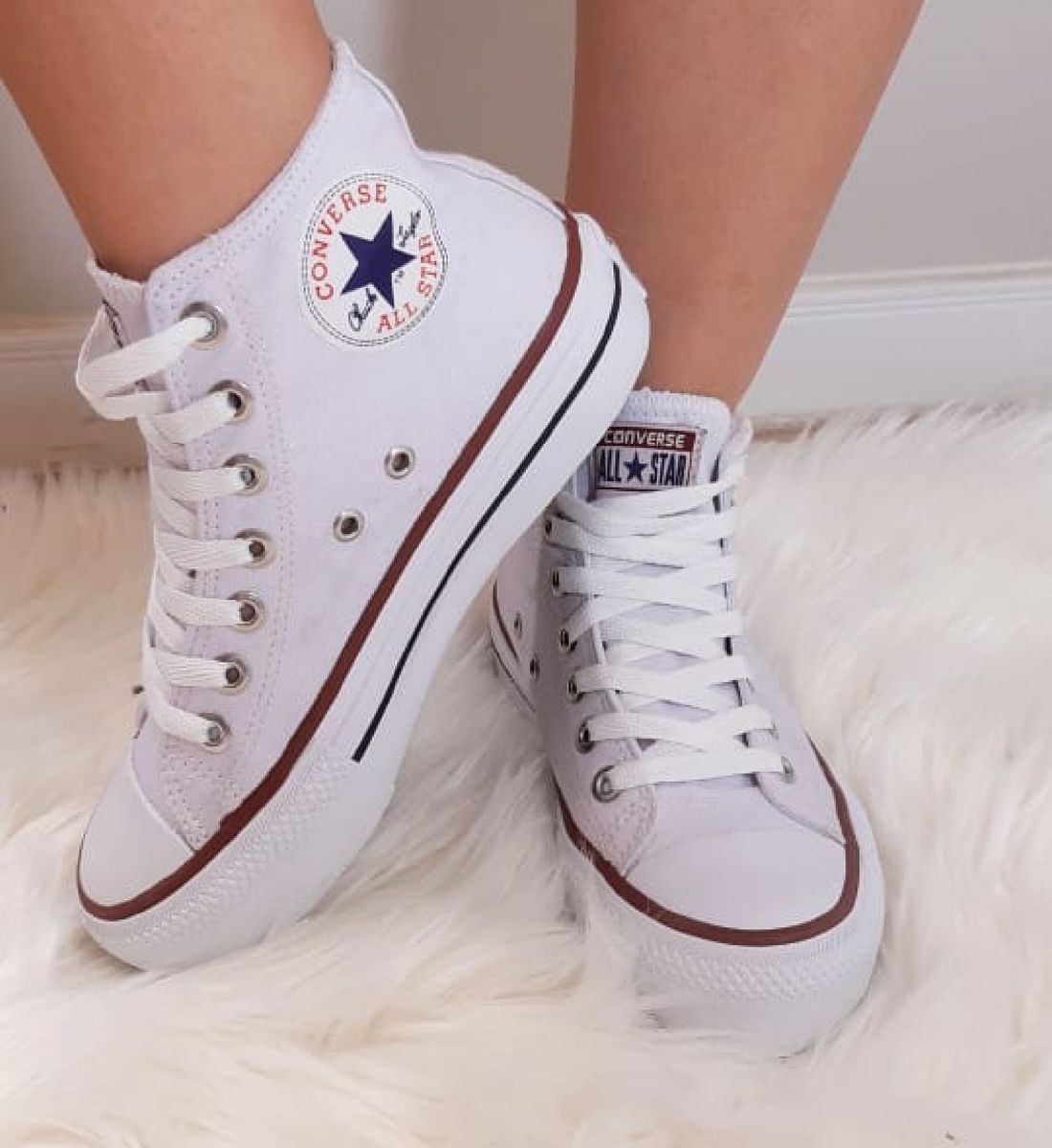 all star branco couro botinha