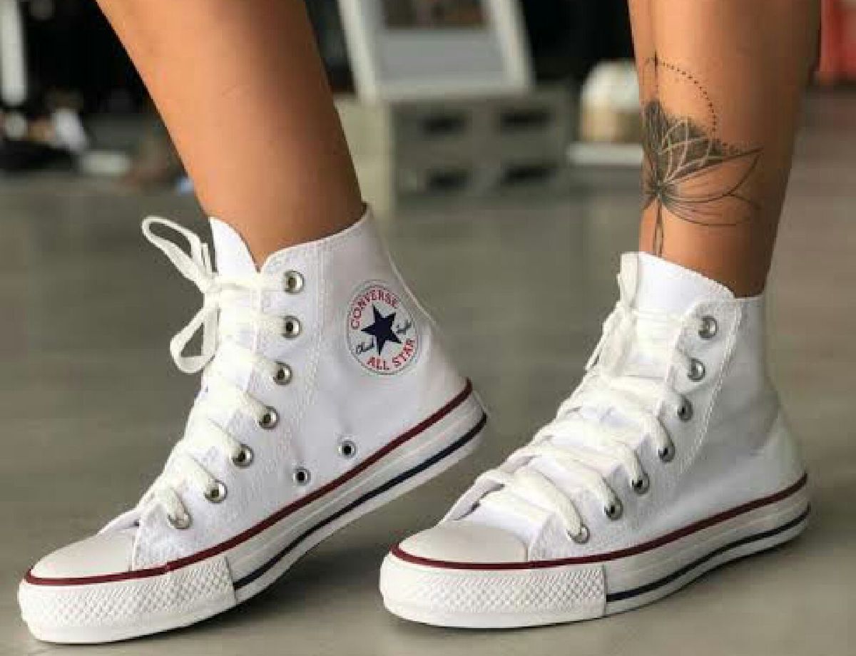 tenis all star cano medio branco