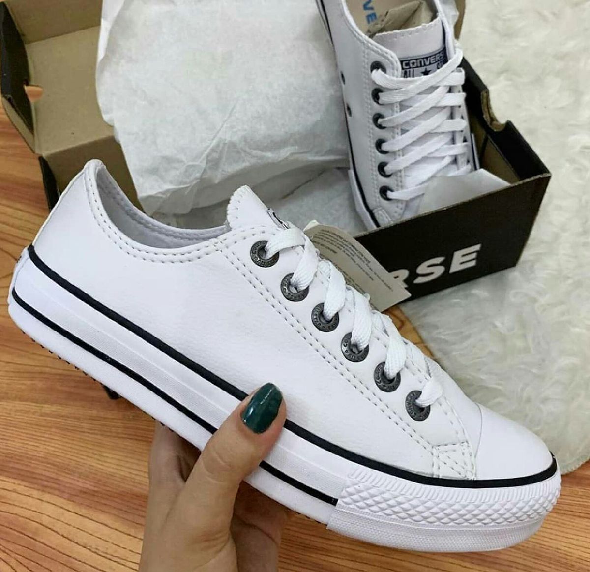 all star branco couro 34