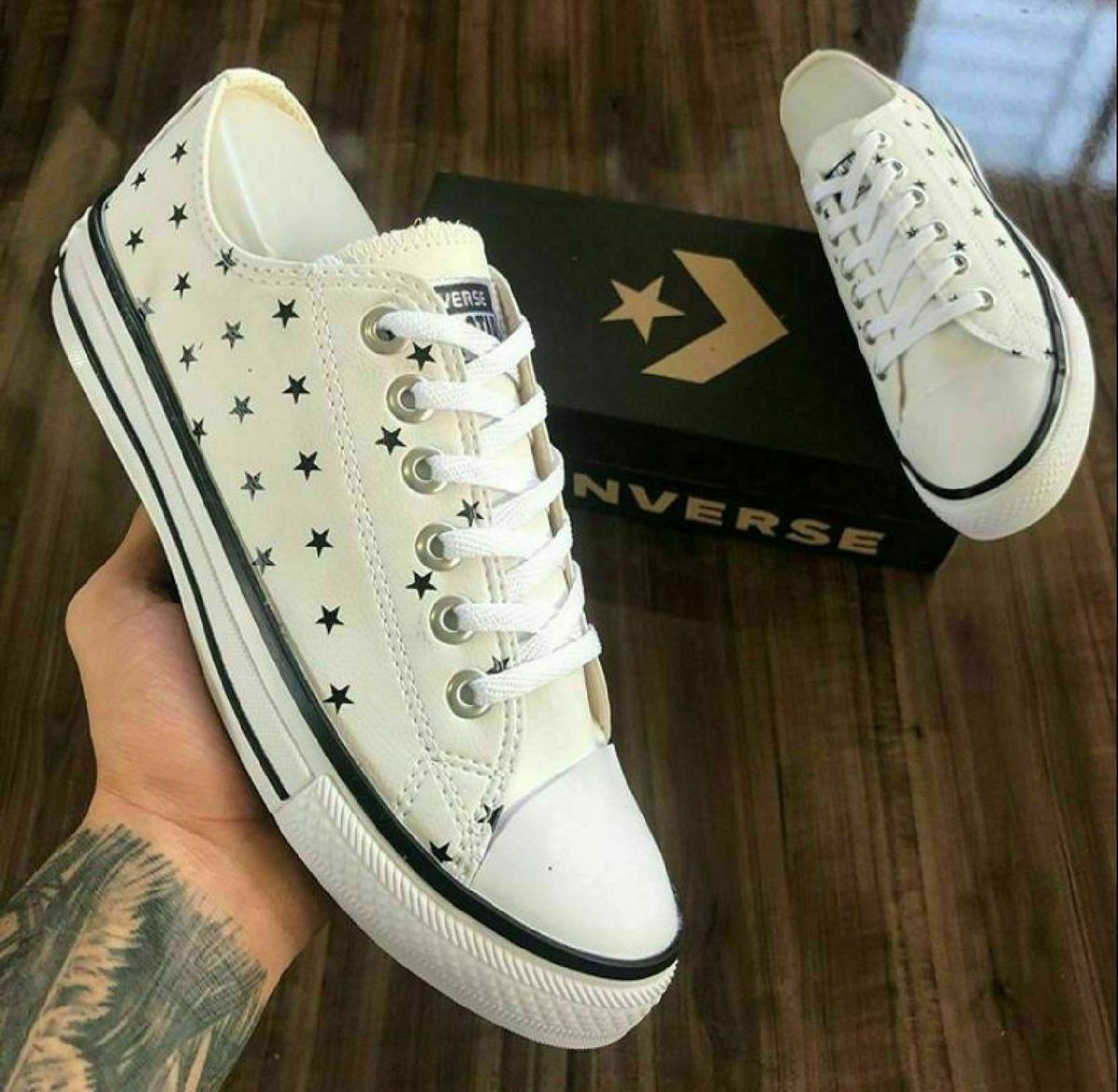 all star branco com estrelinhas