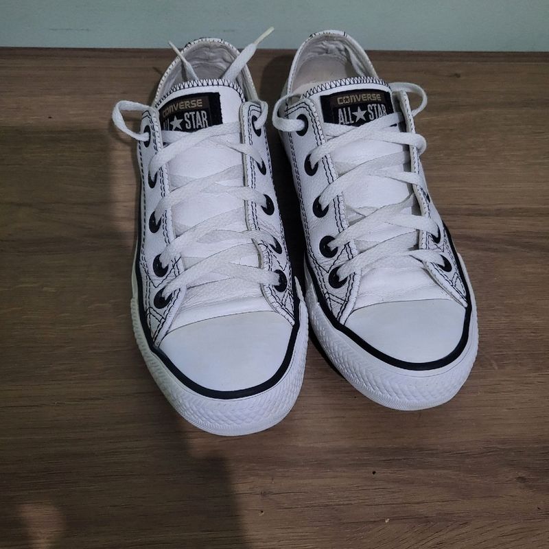 Tênis All Star Branco Couro Original Tamanho 34 All Star Usado