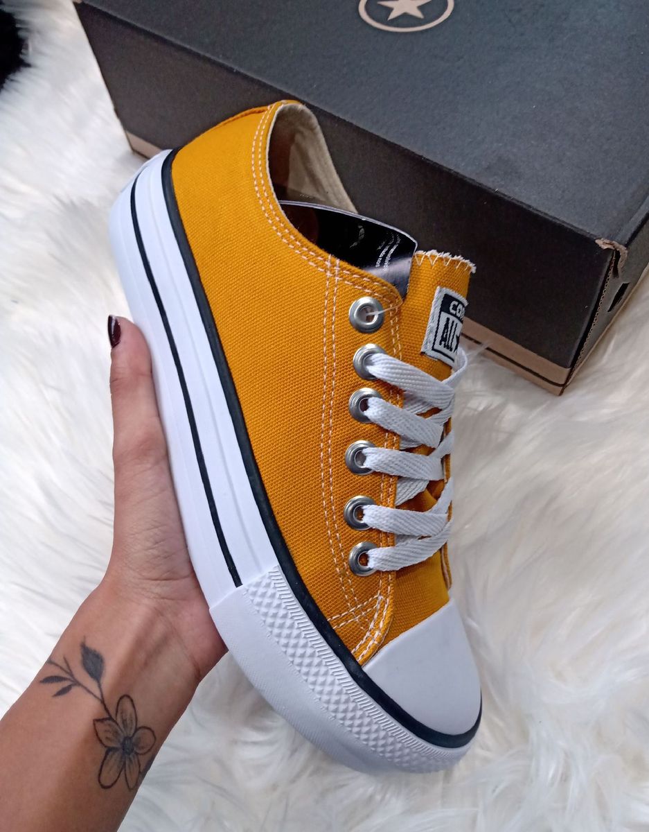 tenis all star plataforma mostarda