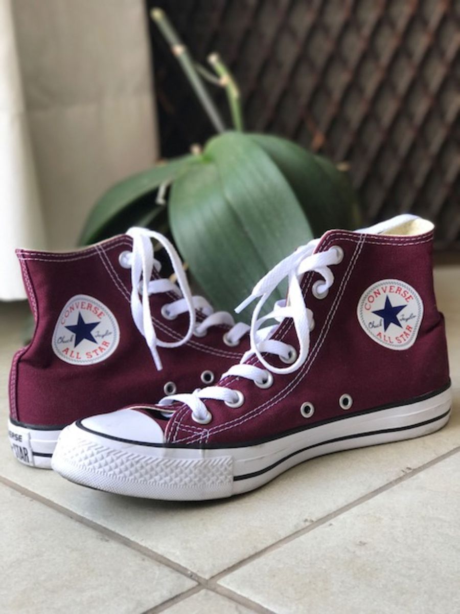 all star cano alto couro vinho