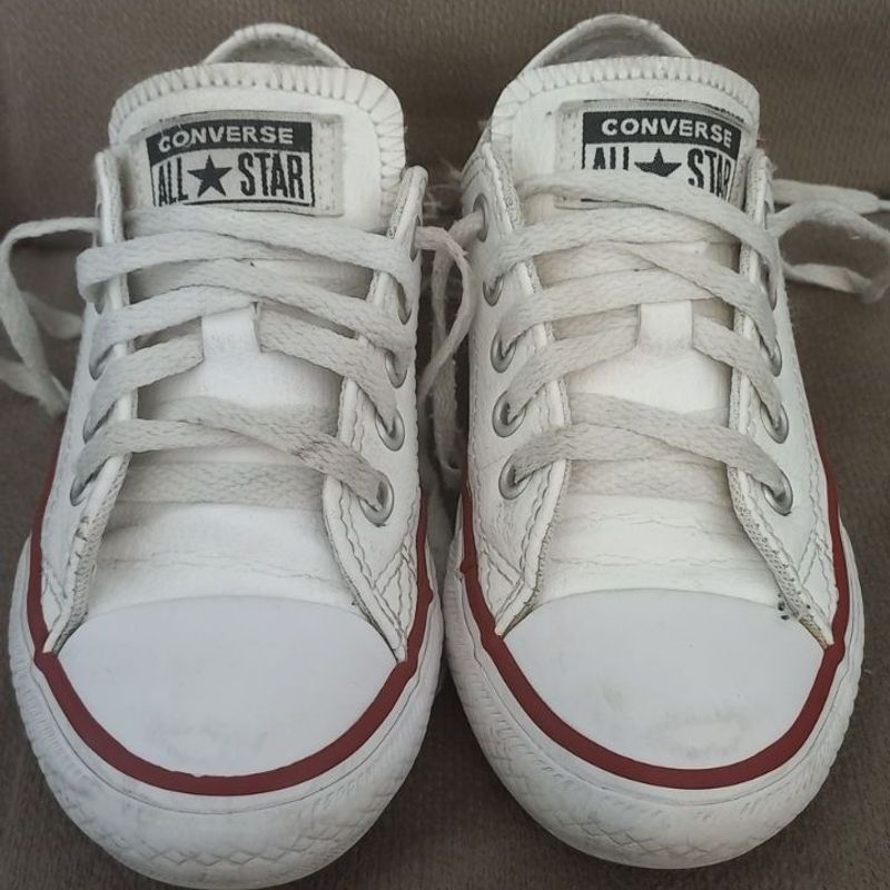 All star branco couro hot sale infantil