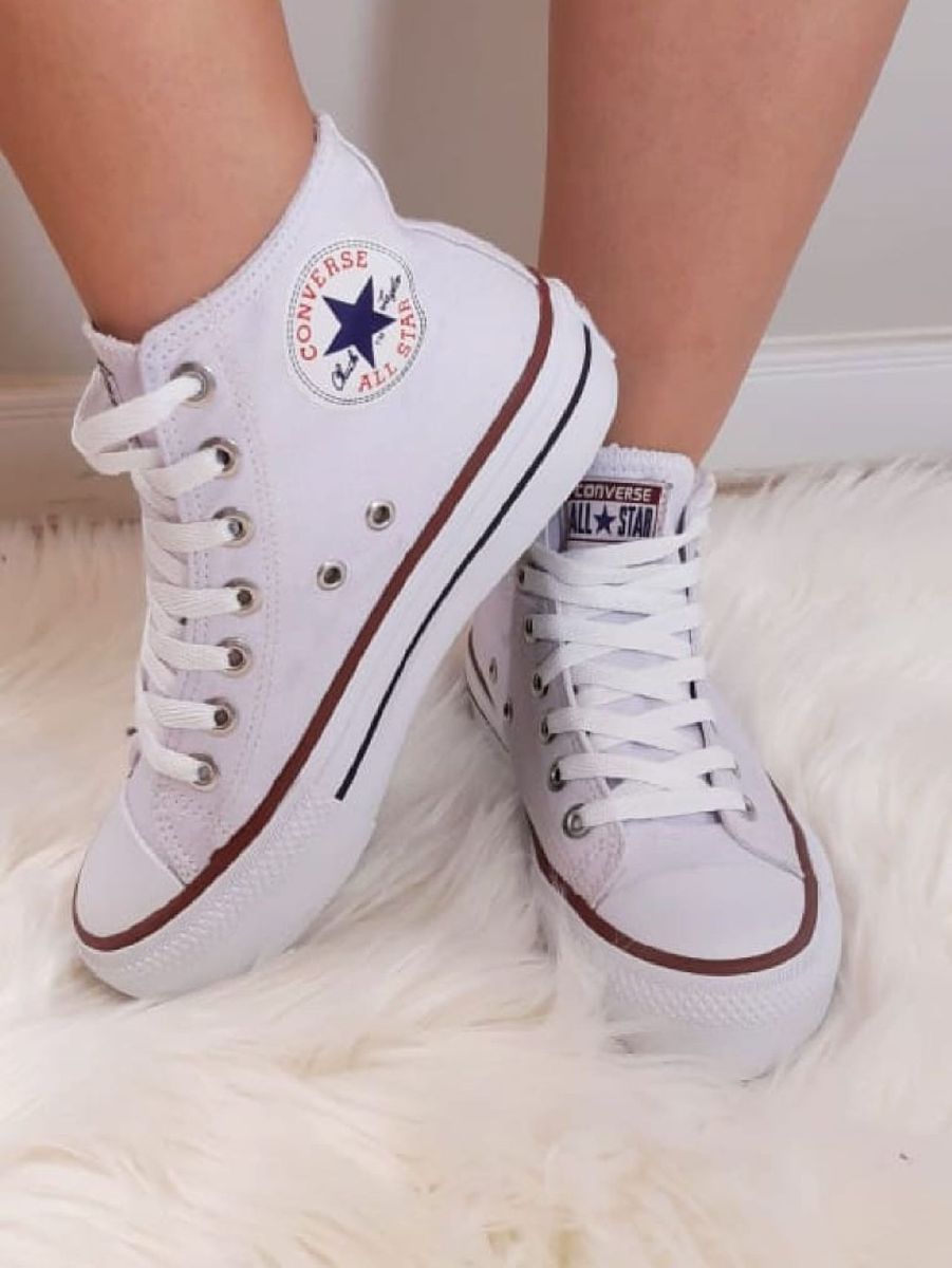 all star branco de cano medio