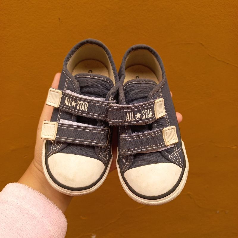 Tênis Converse All Star Infantil Fecho Em Velcro Preto