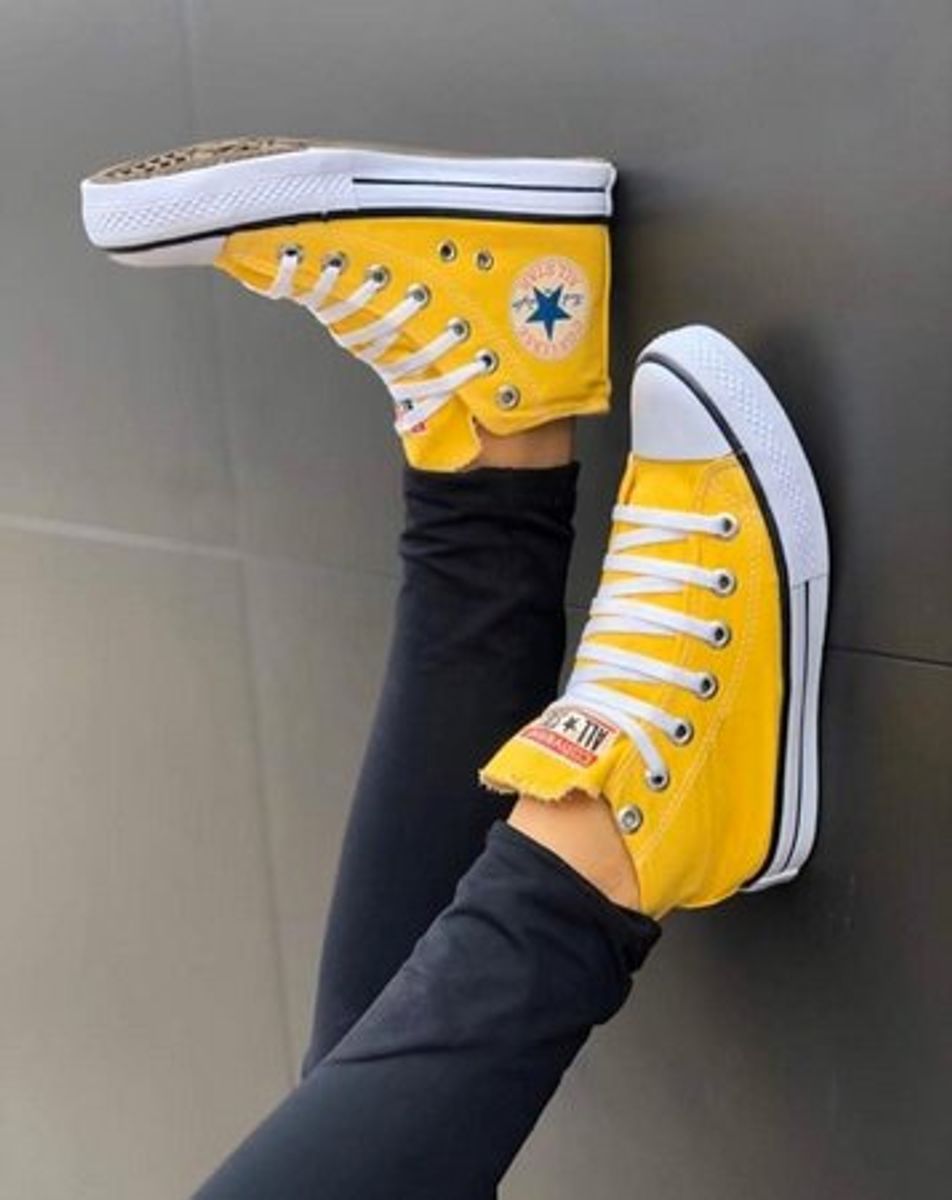 Converse all star sales cano alto amarelo