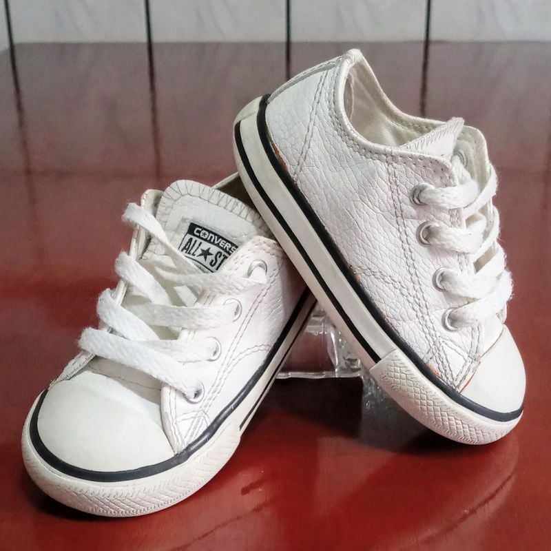 Tenis All Star Converse Infantil em Couro Branco Calcado Infantil para Meninas All Star Usado 96090120 enjoei