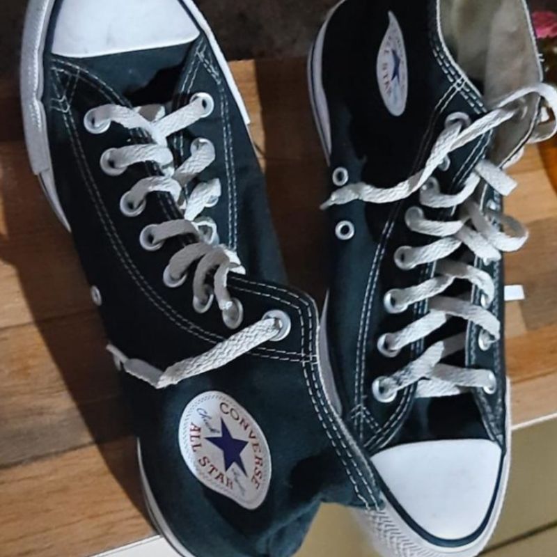 All Star Preto Cano Médio Plataforma | Tênis Feminino Converse Usado  34464560 | enjoei