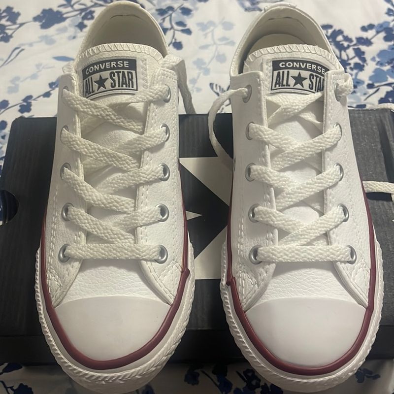 All star best sale couro branco infantil