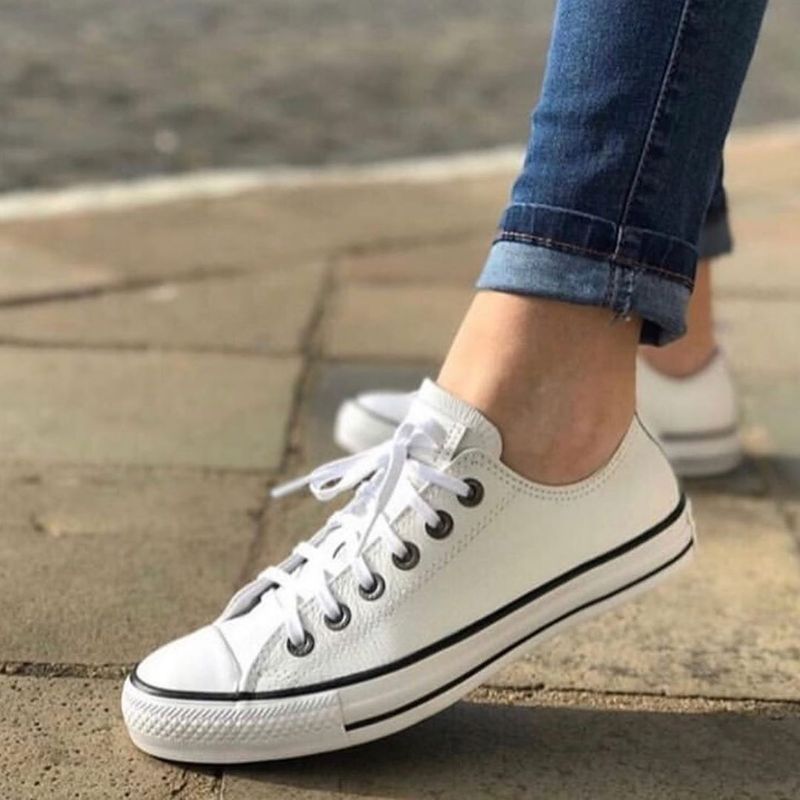 Tenis all star store feminino couro branco