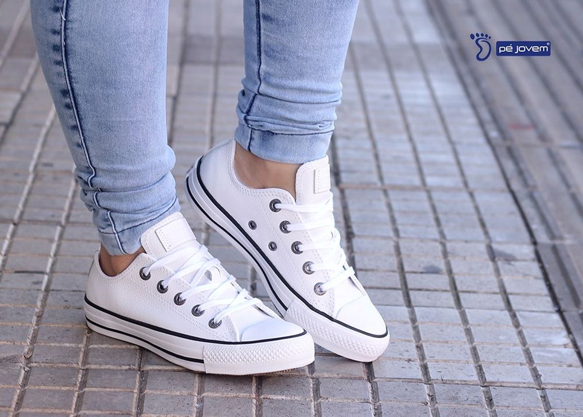 All star em store couro branco feminino