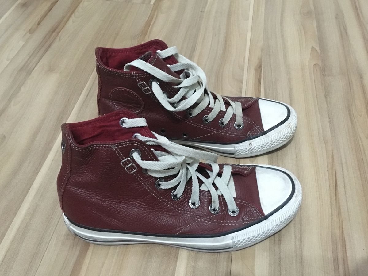 all star cano alto couro vinho