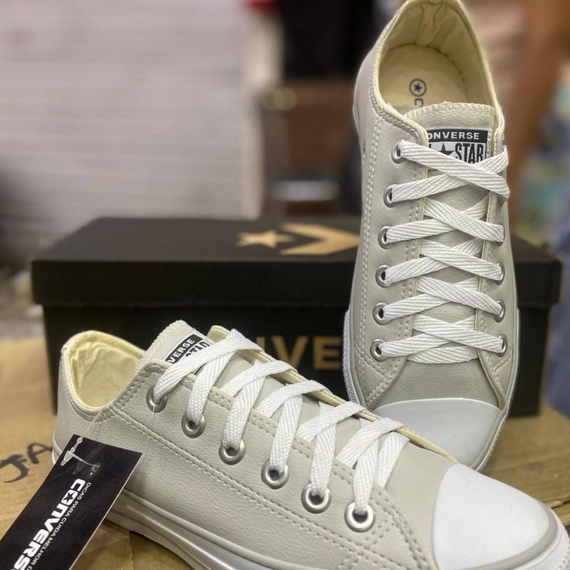 Tênis Converse All Star Branco Couro Sintetico Feminino e Masculino sola  baixa - Tamanho 34