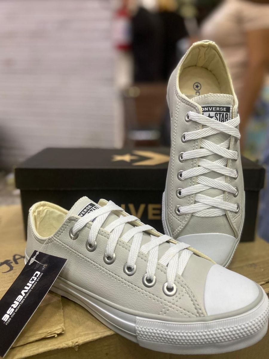 Tênis Converse All Star Branco Couro Sintetico Feminino e Masculino sola  baixa - Tamanho 34