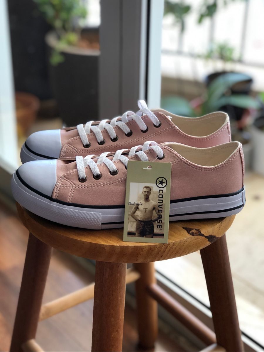 All star cheap couro rosa