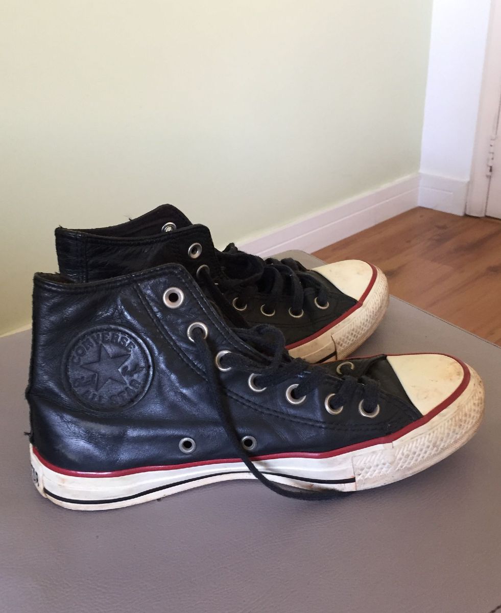 all star preto cano medio couro