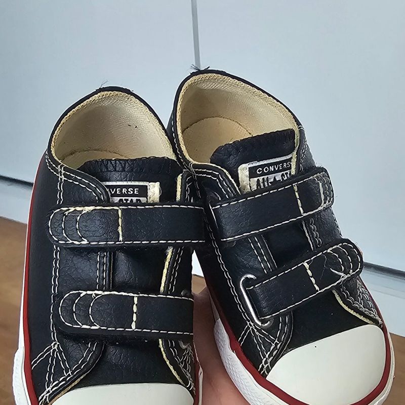Tênis All Star de Couro com Velcro Preto, Tamanho 21 Calçado Infantil  para Meninos All Star Usado 97924371 enjoei