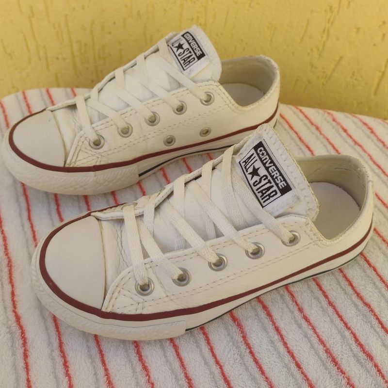 Tênis All Star Infantil Couro Branco N28 Original Calçado