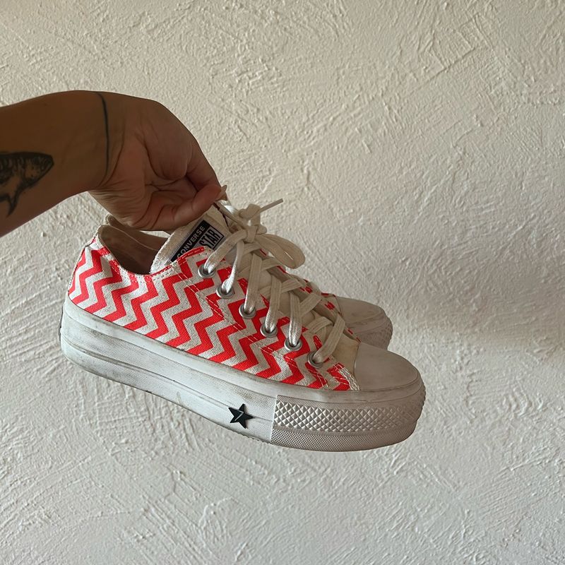 Tenis All Star Plataforma Laranjinha Listrado Tênis Feminino All Star  Nunca Usado 99390596 enjoei